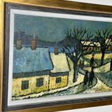 Mid Century Danish Oil on Panel – Winter Landscape – Erik Hilströml