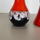 Ensemble de 2 vases multicolores en poterie Fat Lava Op Art fabriqués par JASBA Ceramics Allemagne