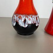 Set of 2 Multi-Color Fat Lava Op Art Pottery Vase Made by JASBA Ceramics Germany