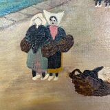 Large painting of an old fishing port