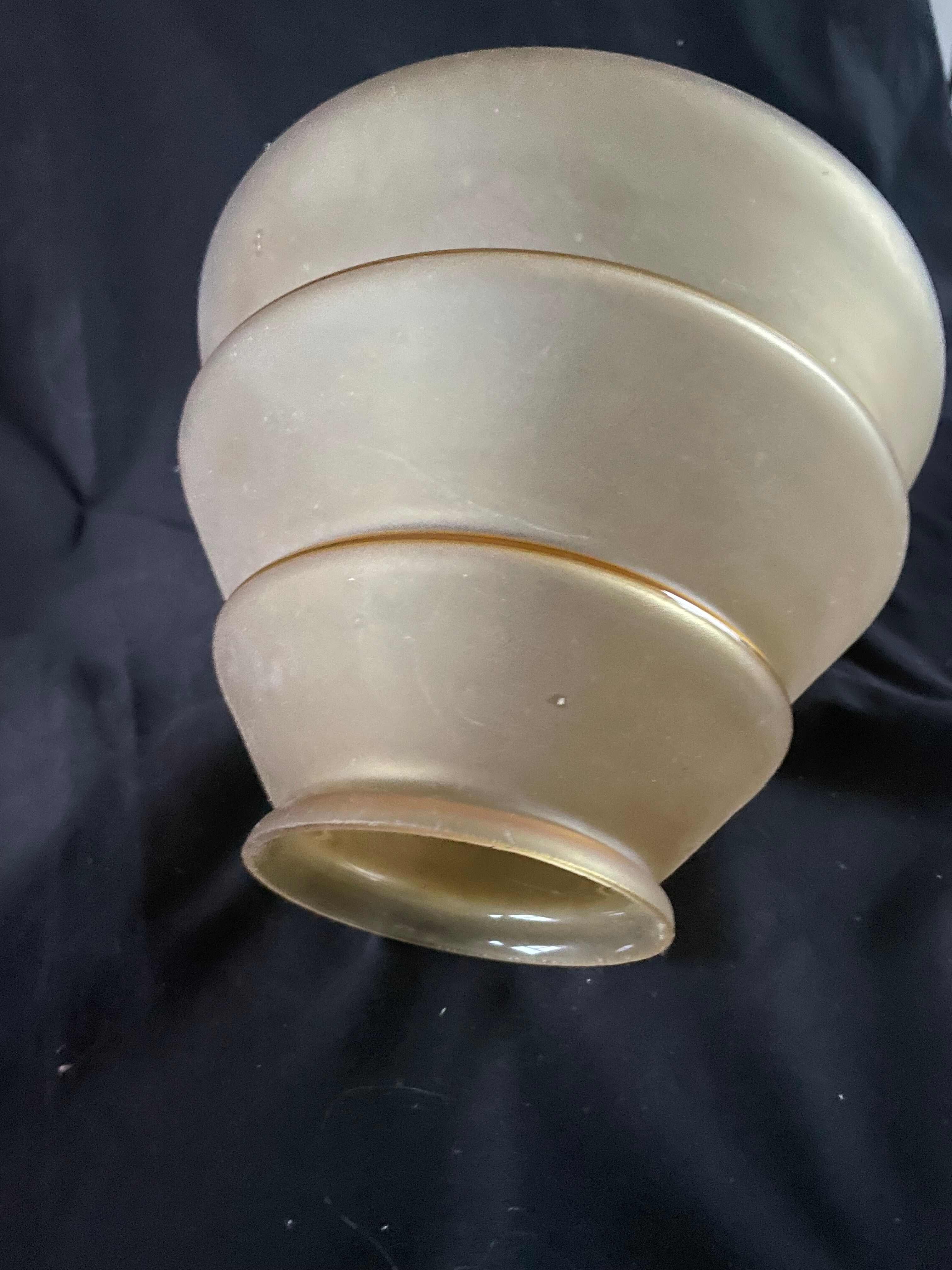 Yellow art deco lampshade with gold stripes