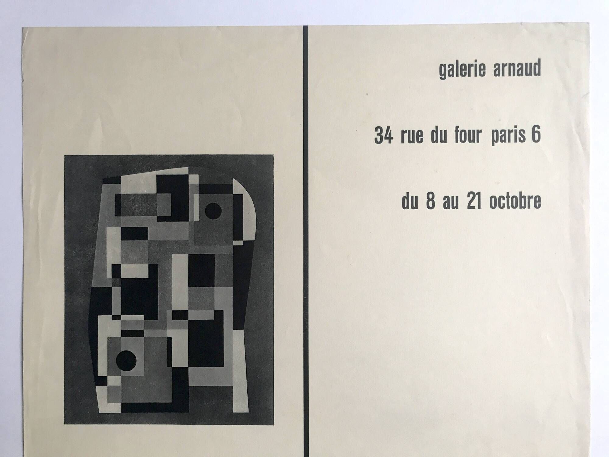 Gina ionesco, galerie arnaud, circa 1955. original poster in b&w