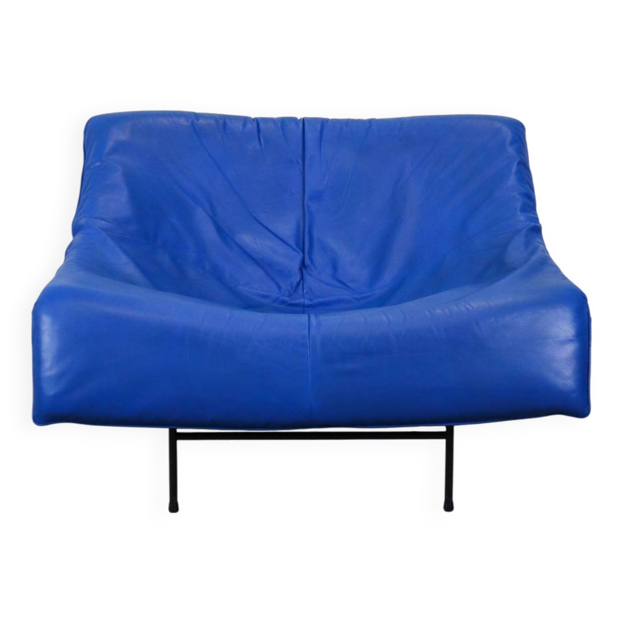 Vintage blue leather Butterfly armchair by Gerard van den Berg for Montis