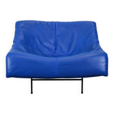 Vintage blue leather Butterfly armchair by Gerard van den Berg for Montis
