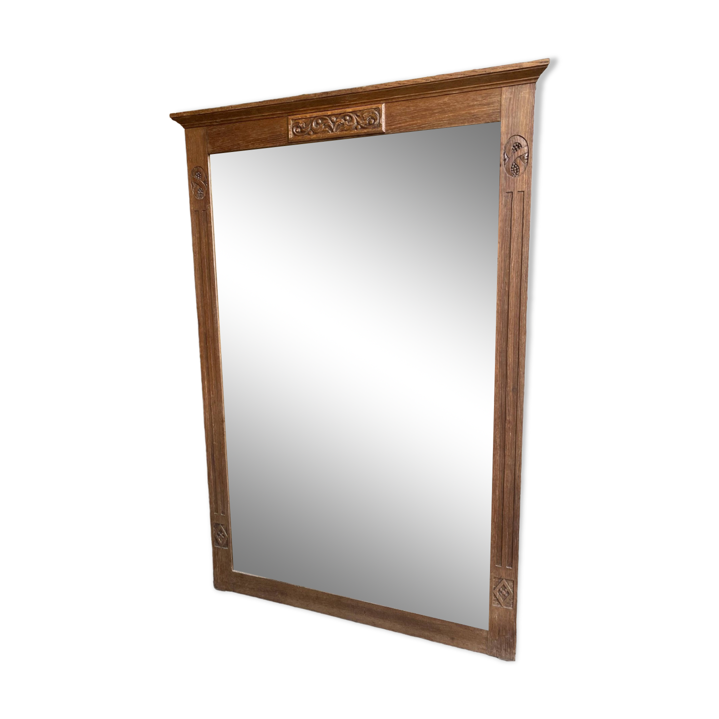 Large art deco mirror in varnished oak