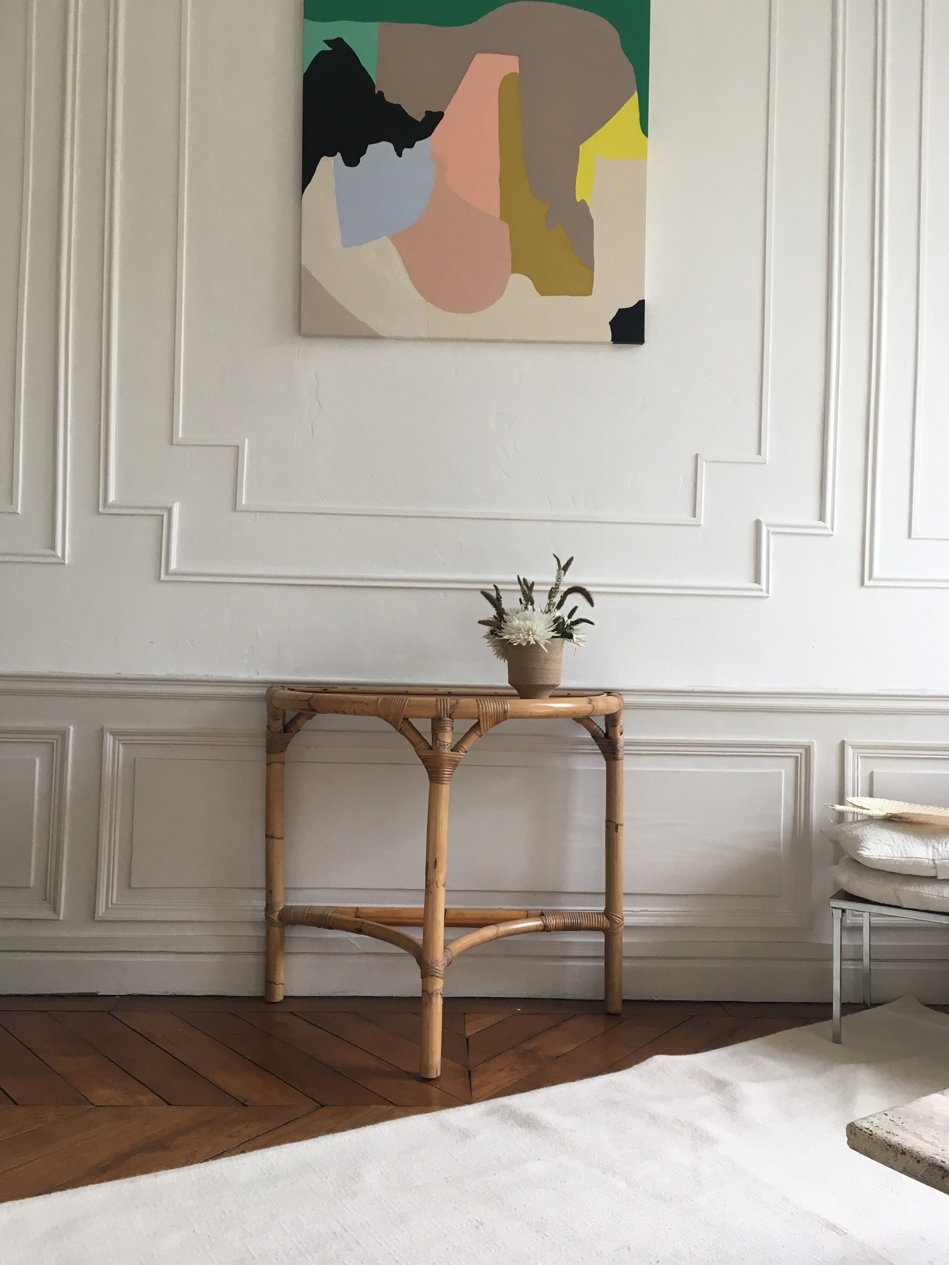 Vintage rattan console