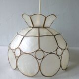 Hanging lamp mother-of-pearl and brass from the 1970