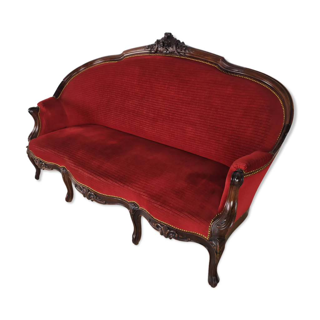Banquette velours rouge | Selency