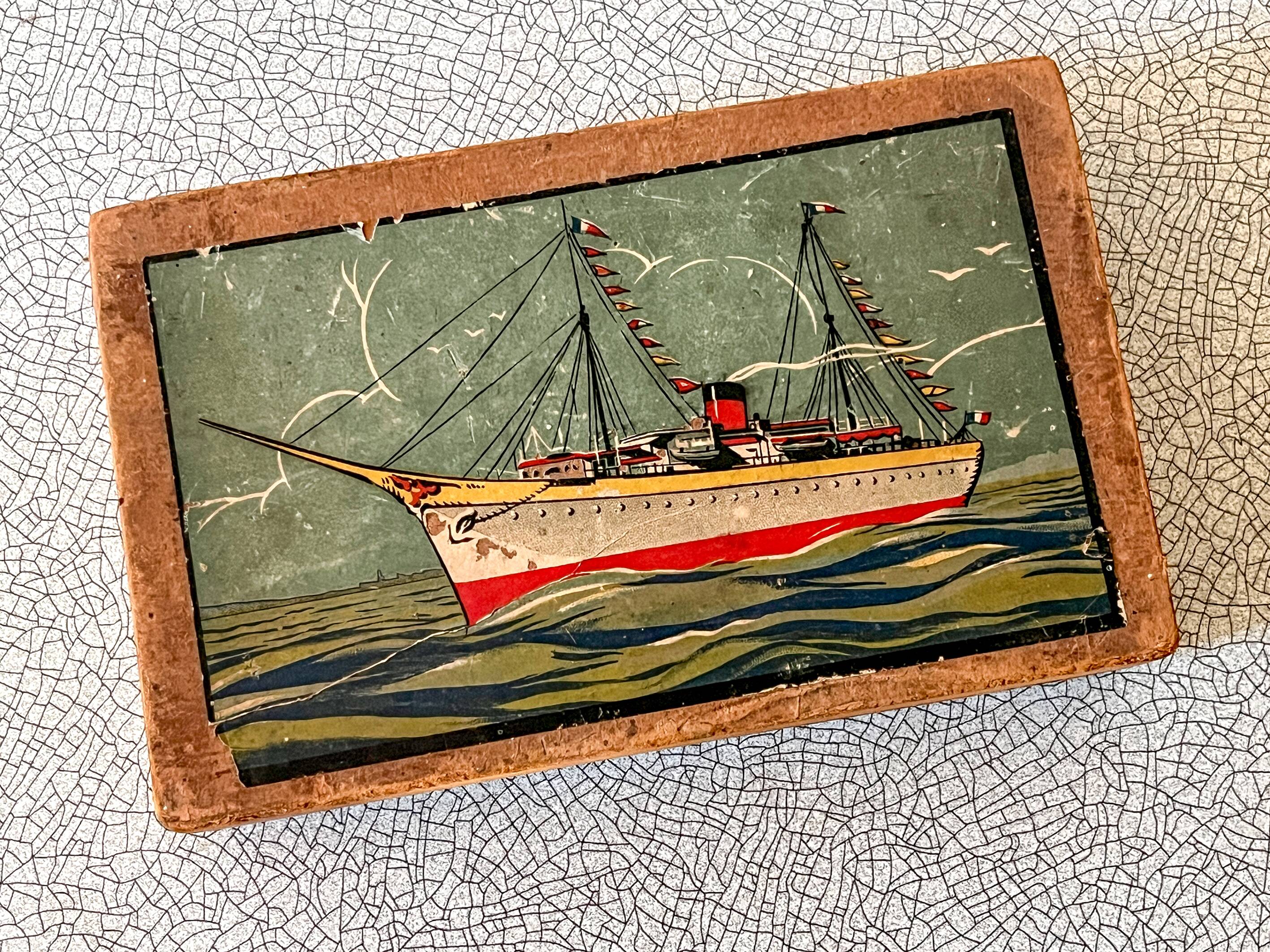 Wooden cube game in original box, antique game, early 20th century