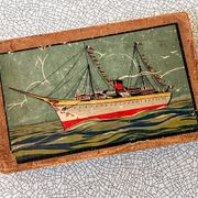 Wooden cube game in original box, antique game, early 20th century