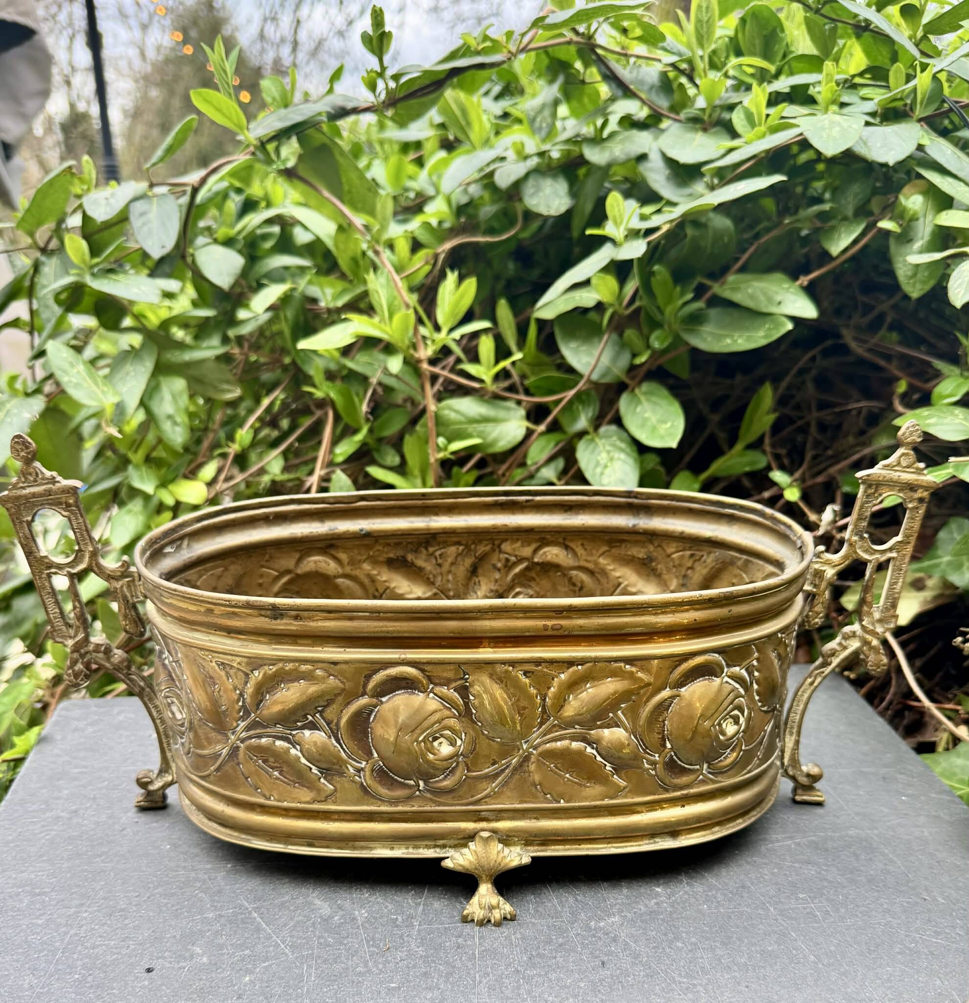 Large Art Deco brass planter