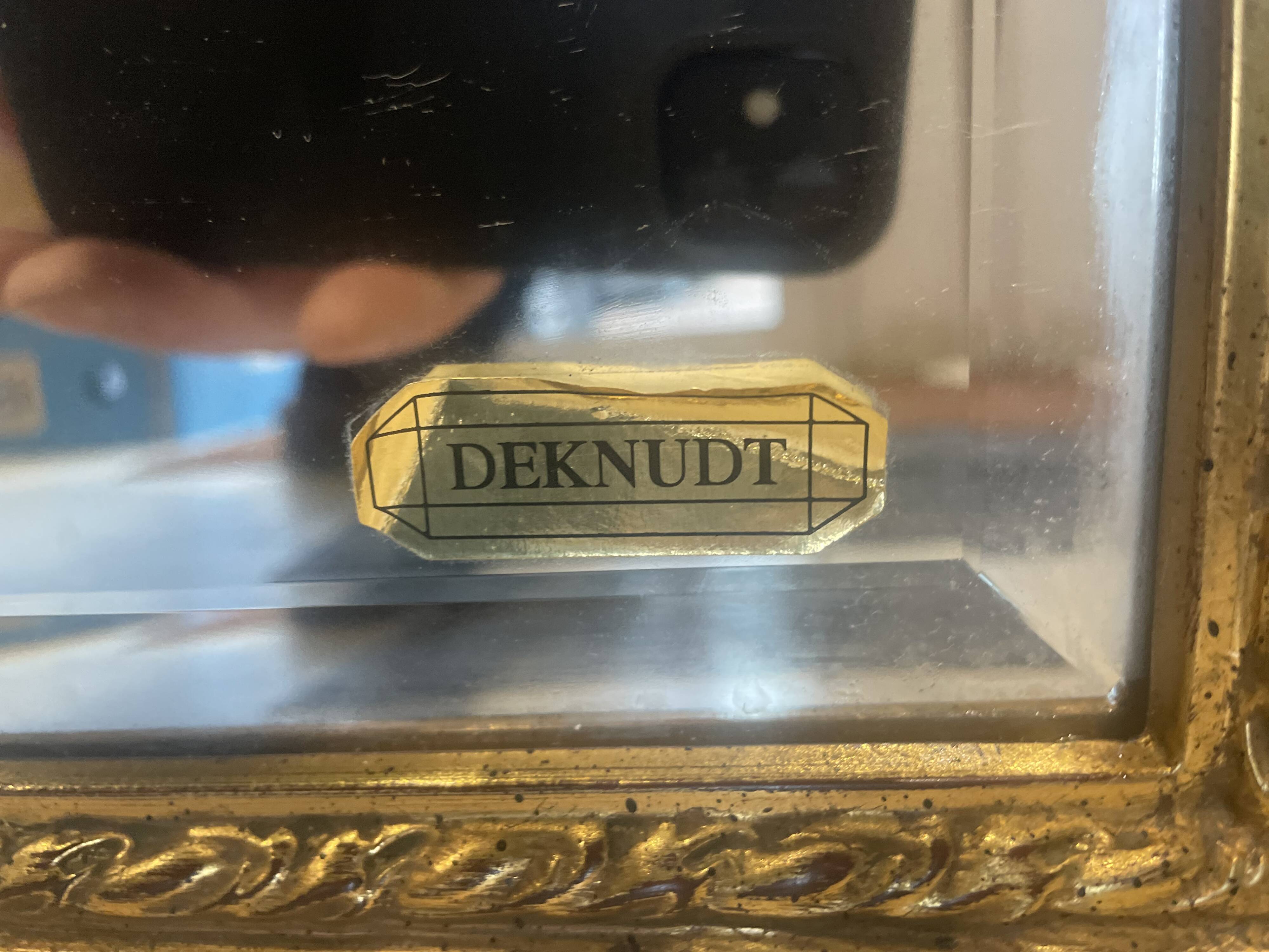 Imposing neo-classical style mirror, wood and stucco "Deknudt"