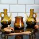 Oil and vinegar serving in amber glass