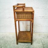 Woven wicker bedside table