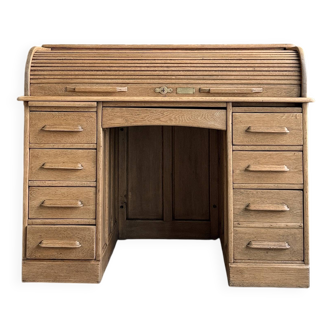 Bureau américain à cylindre en chêne (rénové)