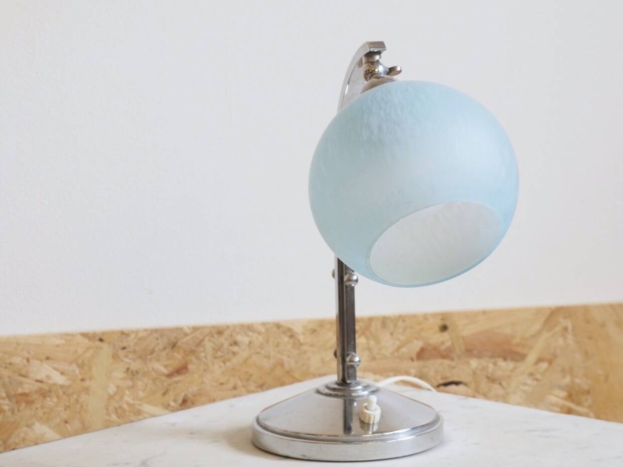 Lampe de chevet art deco/bauhaus clichy bleu