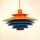 Unique blue and orange pendant lamp by Form Light model 52610, Denmark 70s.