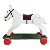 Horse to pull, antique wooden toy