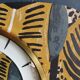 Vintage formica clock asymmetrical silent wall clock "Ochre gray black"