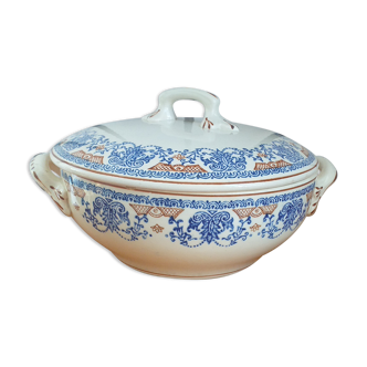 Soupière en porcelaine de Longwy modèle Rouennais