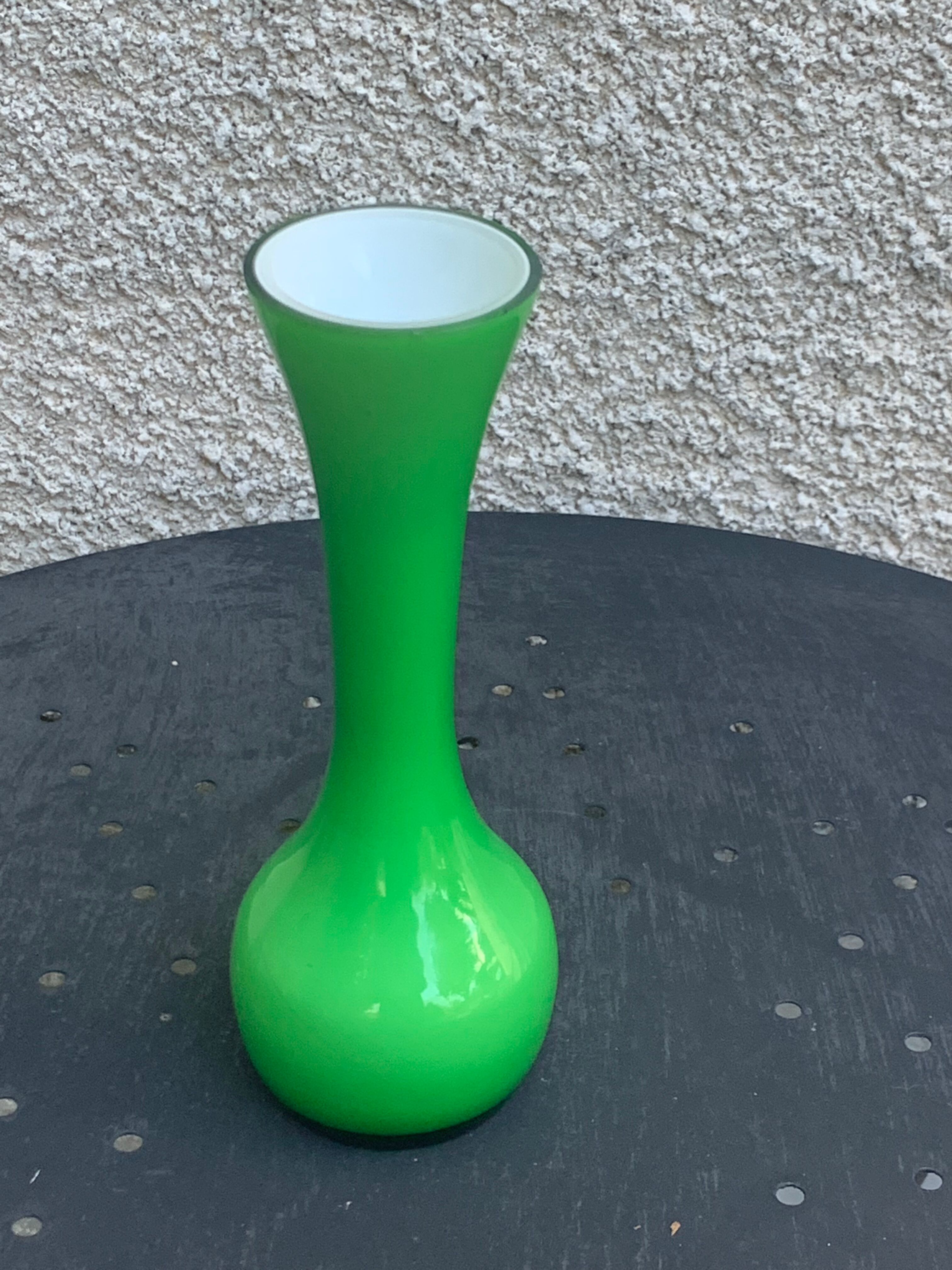 Vintage green opaline vase