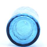 Empoli blue glass carafe with grooves, 60s bottle