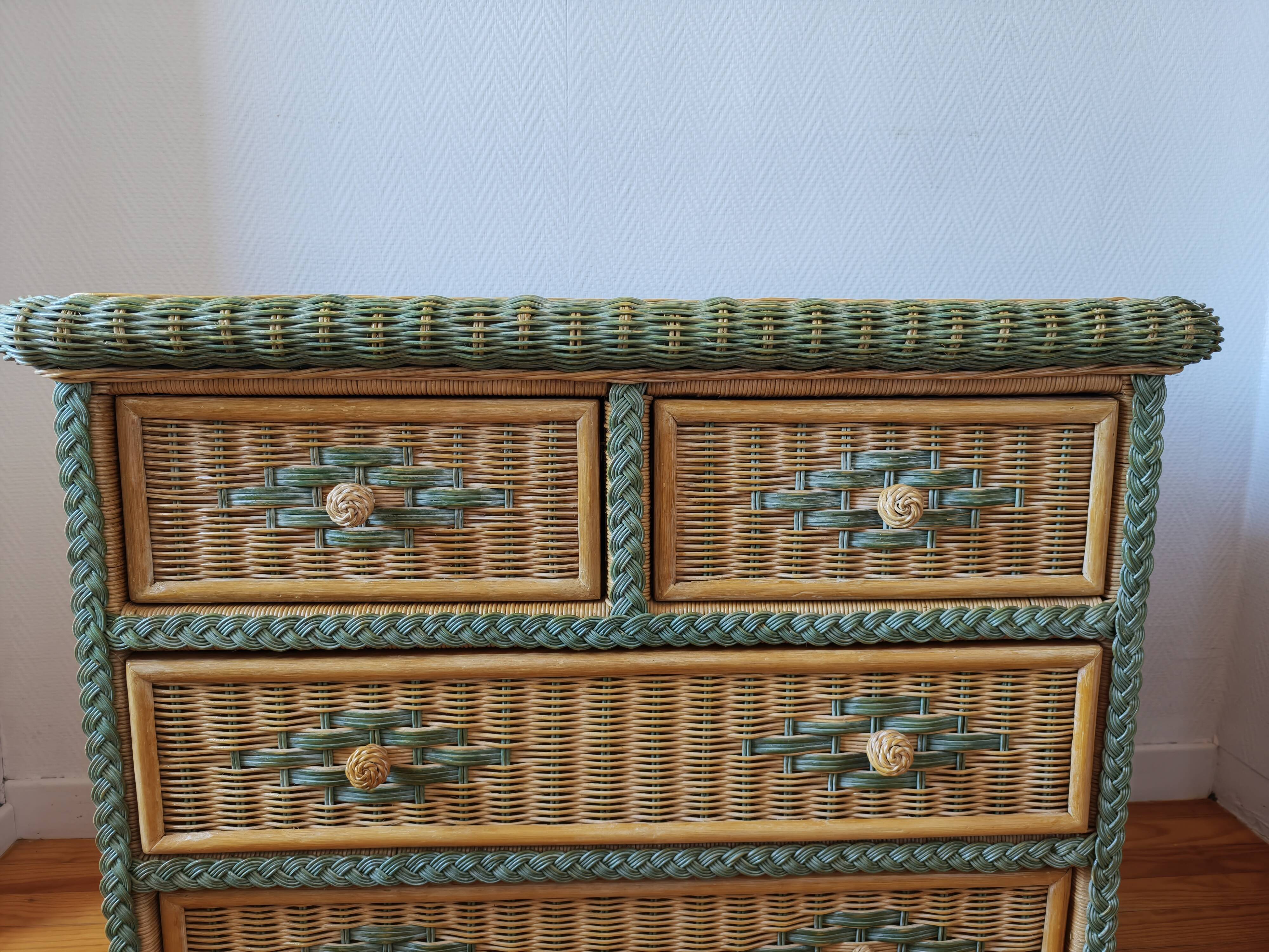 Rattan and wicker commode from the 70s – 80s