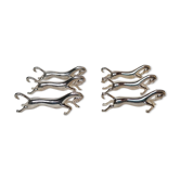 6 knife holders silver metal horse shape