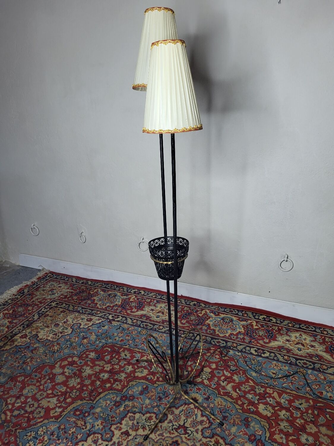 Vintage floor lamp magazine door in wrought iron