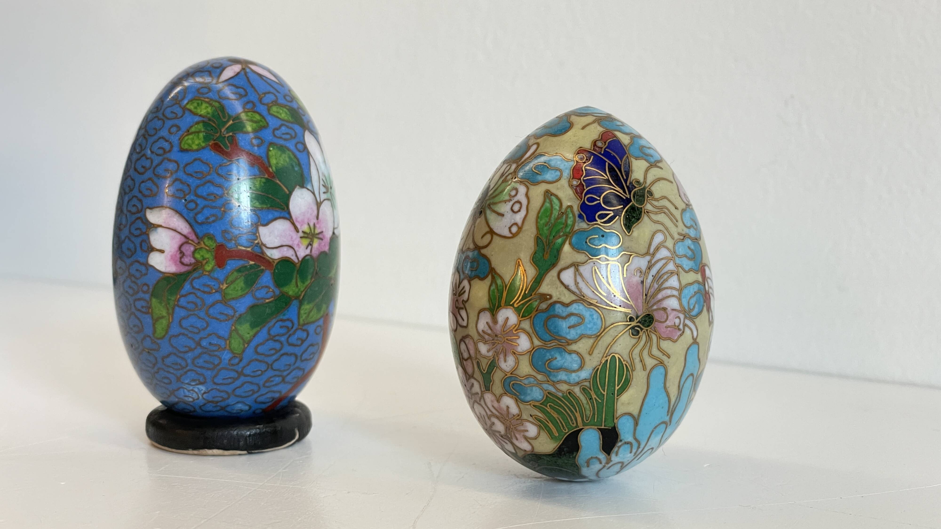 Vintage cloisonné enameled collectible eggs