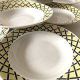 50s deep plates, yellow and black grid