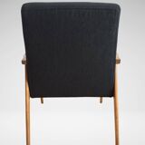 Fauteuil restauré en tissu noir, milieu XXème