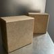 Pair of vintage travertine cube candlesticks from the 70s