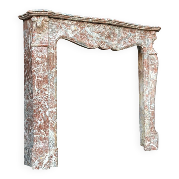 Cheminée de style Louis XV en marbre gris des Ardennes, vers 1880