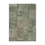 Handwoven turkish contemporary 176 cm x 245 cm grey patchwork carpet