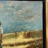 Harvesters, oil on canvas, signed