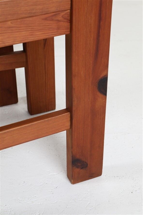 Set of 4 pinewood chairs by Sven Larsson / 1970s / Brutalism / Postmodern design
