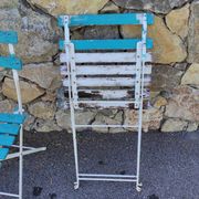 Garden chairs in wood and wrought iron