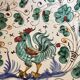 Dish, antique Italian Orvieto Deruta fruit bowl with rooster decoration