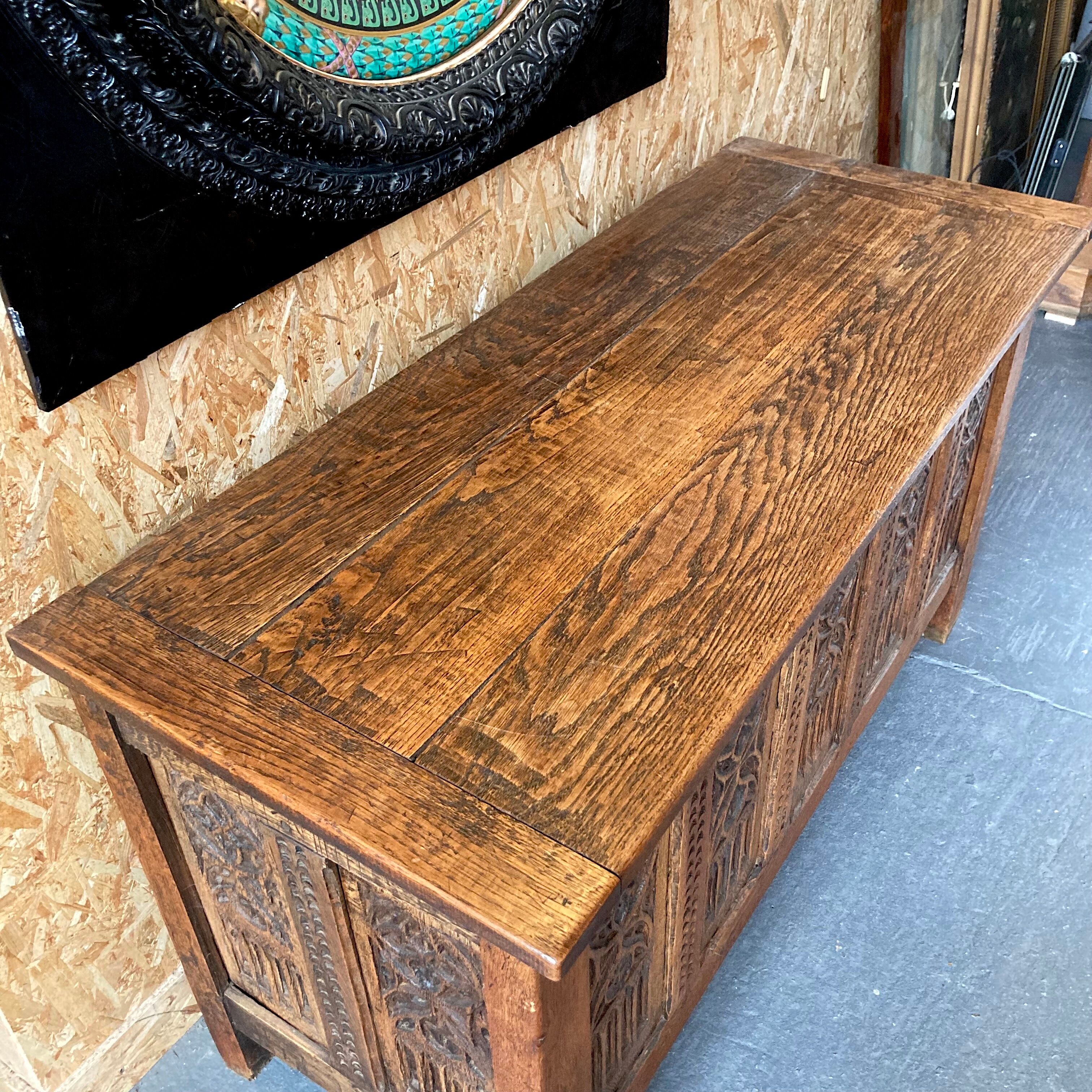 Carved wooden chest