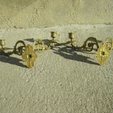 Paire d'anciens bougeoirs en applique de piano