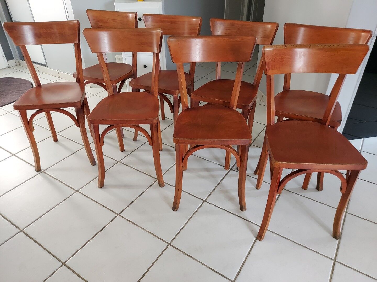 Series of 8 Baumann bistro chairs
