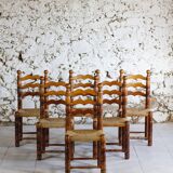 Set of 6 Dudouyt style chairs, 1950