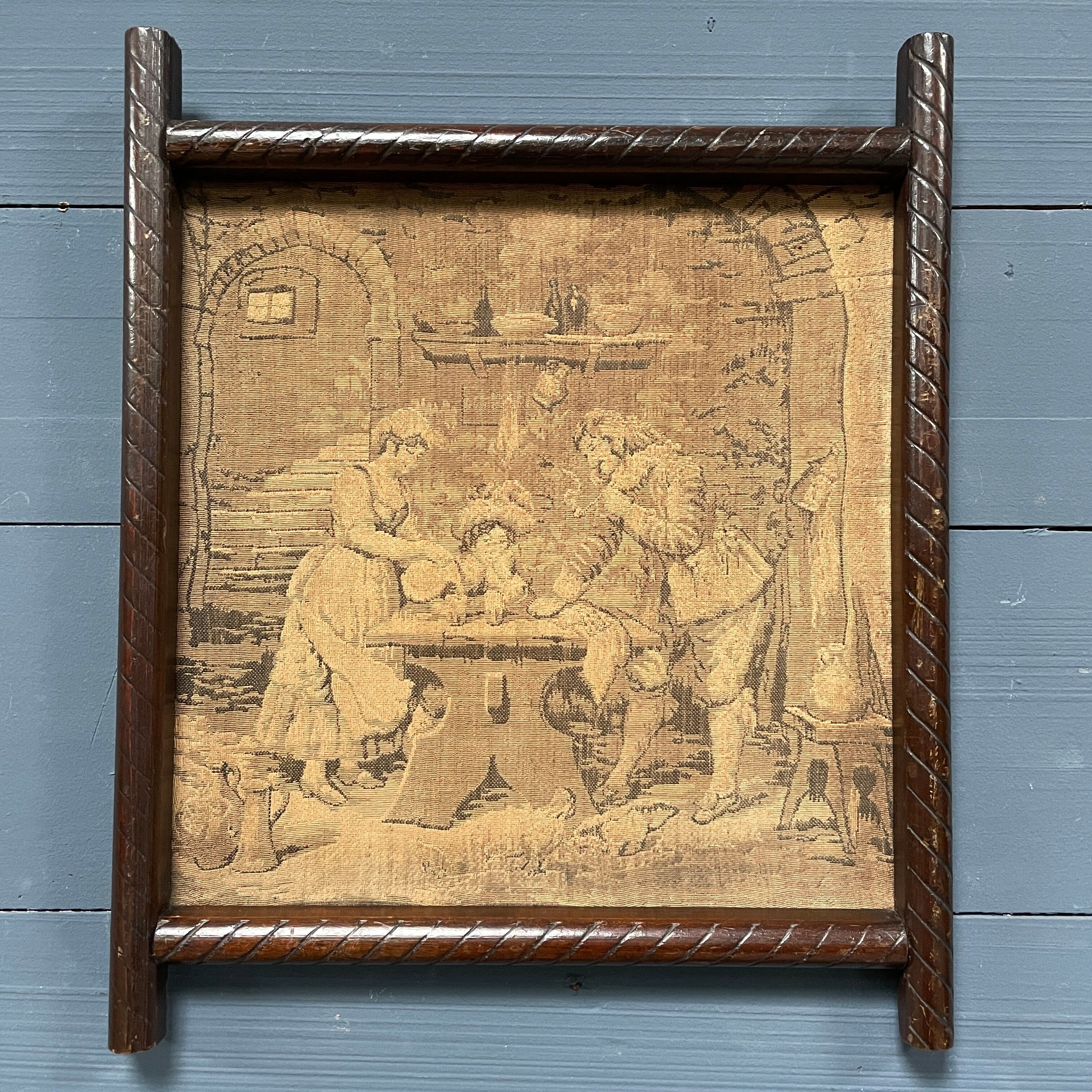 Set of two antique framed gobelins from France from the 19th century