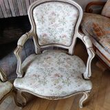 Pair armchairs Louis XV floral convertibles