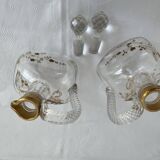 Paire de carafes Cristallerie Baccarat cristal blanc peint à l'or fin, Art Nouveau, 1900