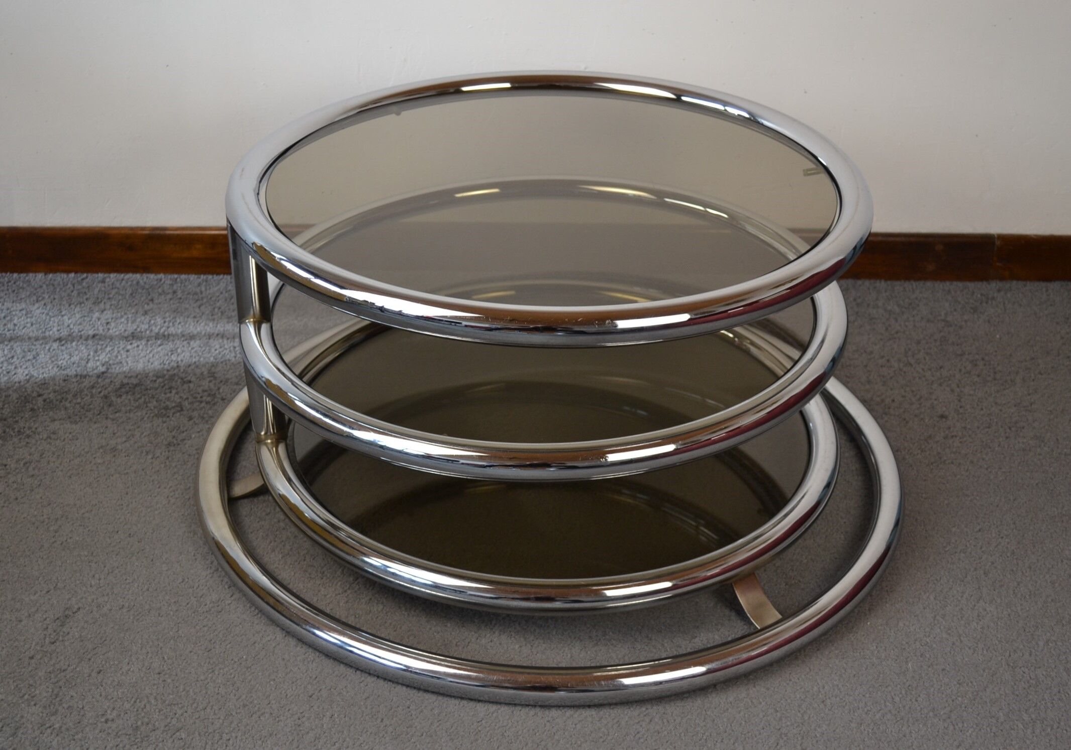 Vintage coffee table with 70s swivel trays