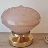Pink Deveau glassware in touch lamp