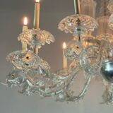 Venetian chandelier in transparent murano glass, 12 arms of light