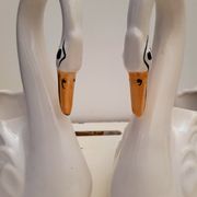 Vintage pair of ceramic pots shaped as swans